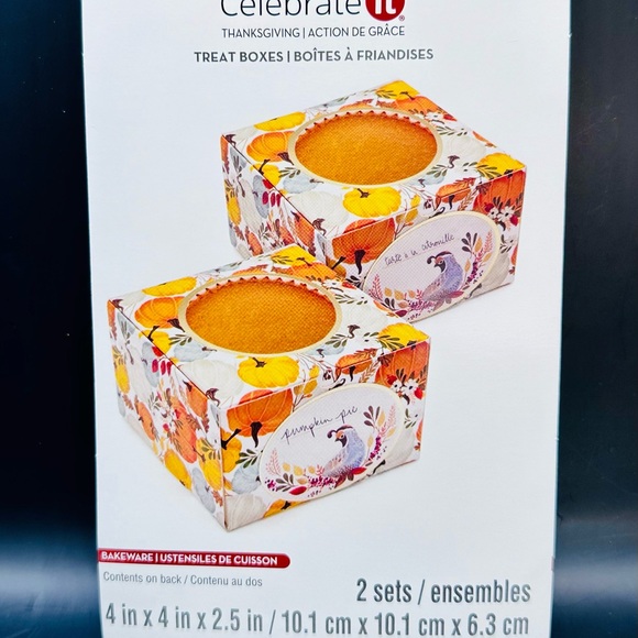 Baking Treat Boxes for Pies, Cookies, Cakes Halloween Thanksgiving 2 pc 4” x 4” - Picture 2 of 2